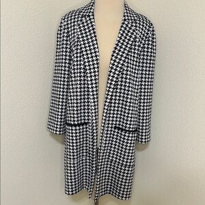 Sag Harbor Black and White Houndstooth Blazer Jacket Washable L Large